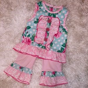 🌸 Ann Loren Floral/Polka Dot Toddler Outfit 🌸